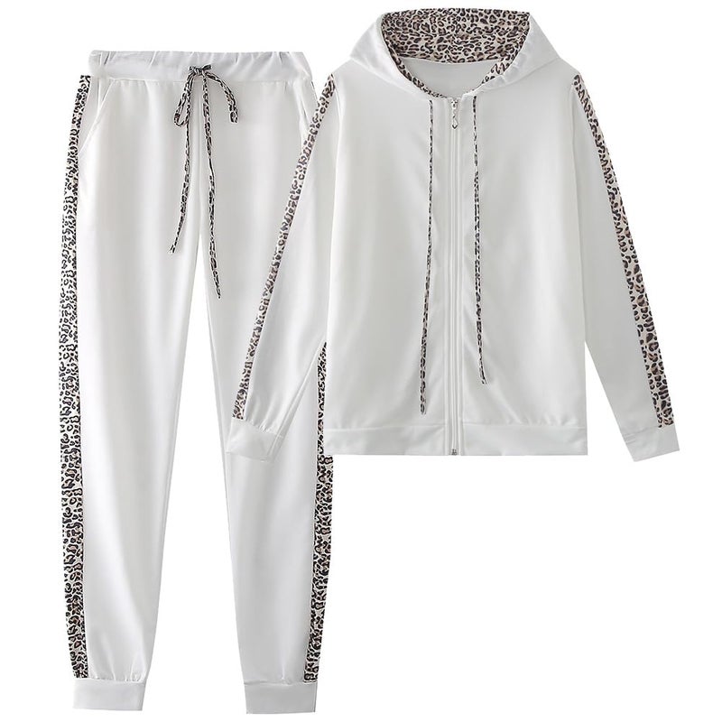 amropi Women's 2 Piece Tracksuit Sweatsuits Sets Hoodie Sweatshirt and Jogging Sweatpants Suit White, 5XL - Image 1